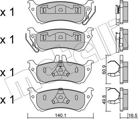 Metelli 22-0570-1 - Тормозные колодки, дисковые, комплект avtokuzovplus.com.ua