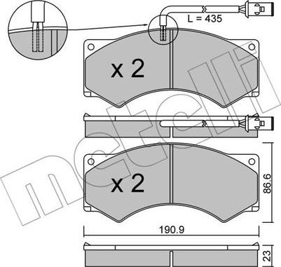 Metelli 22-0579-1 - Гальмівні колодки, дискові гальма autocars.com.ua