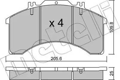 Metelli 22-0580-0 - Тормозные колодки, дисковые, комплект avtokuzovplus.com.ua