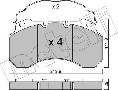 Metelli 22-0588-0 - Тормозные колодки, дисковые, комплект avtokuzovplus.com.ua