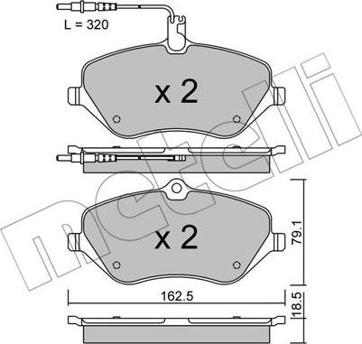 Metelli 22-0601-1 - Гальмівні колодки, дискові гальма autocars.com.ua