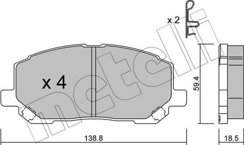 Metelli 22-0616-0 - Гальмівні колодки, дискові гальма autocars.com.ua