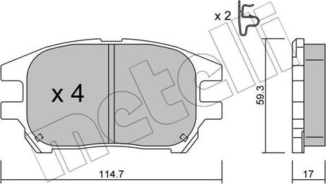 Metelli 22-0617-0 - Гальмівні колодки, дискові гальма autocars.com.ua