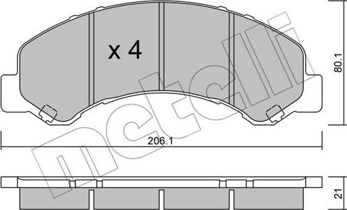 Metelli 22-0621-0 - Гальмівні колодки, дискові гальма autocars.com.ua