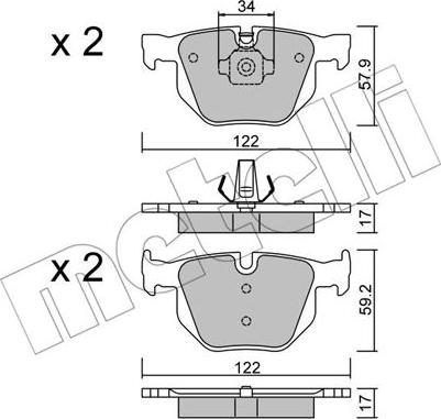 Metelli 22-0644-4 - Тормозные колодки, дисковые, комплект avtokuzovplus.com.ua