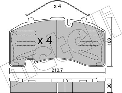 Metelli 22-0652-0 - Тормозные колодки, дисковые, комплект avtokuzovplus.com.ua