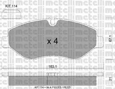 Metelli 22-0671-2 - Гальмівні колодки, дискові гальма autocars.com.ua