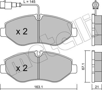 Metelli 22-0671-4 - Тормозные колодки, дисковые, комплект avtokuzovplus.com.ua