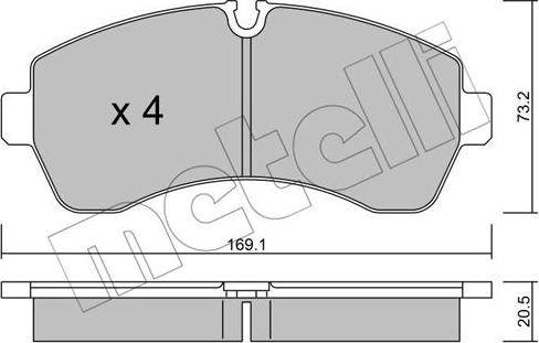 Metelli 22-0673-0 - Тормозные колодки, дисковые, комплект avtokuzovplus.com.ua