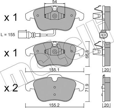 Metelli 22-0675-1 - Тормозные колодки, дисковые, комплект avtokuzovplus.com.ua