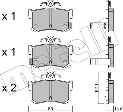 Metelli 22-0691-1 - Тормозные колодки, дисковые, комплект avtokuzovplus.com.ua