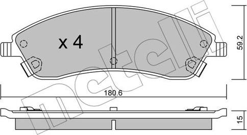 Metelli 22-0699-0 - Гальмівні колодки, дискові гальма autocars.com.ua