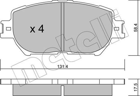 Metelli 22-0751-0 - Гальмівні колодки, дискові гальма autocars.com.ua