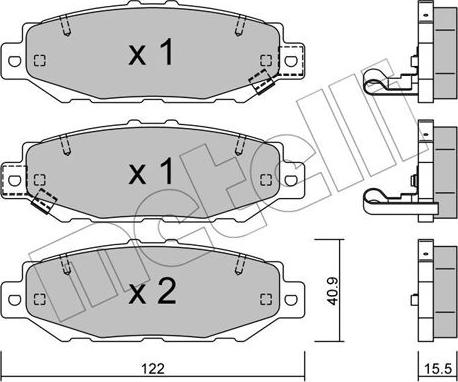 Metelli 22-0759-0 - Тормозные колодки, дисковые, комплект avtokuzovplus.com.ua