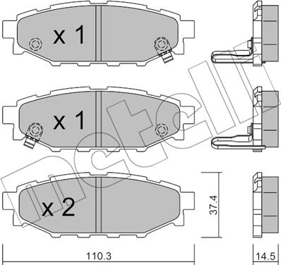 Metelli 22-0764-1 - Гальмівні колодки, дискові гальма autocars.com.ua