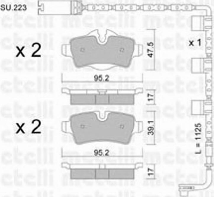 Metelli 2207690K - Гальмівні колодки, дискові гальма autocars.com.ua