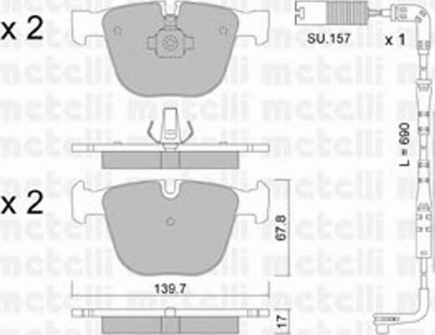 Metelli 2207730K - Гальмівні колодки, дискові гальма autocars.com.ua