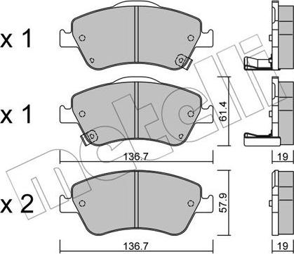 Metelli 22-0794-0 - Тормозные колодки, дисковые, комплект avtokuzovplus.com.ua