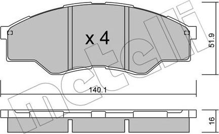 Metelli 22-0797-0 - Гальмівні колодки, дискові гальма autocars.com.ua