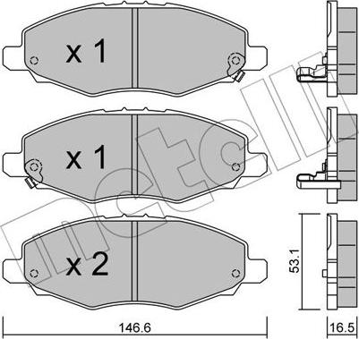 Metelli 22-0798-0 - Гальмівні колодки, дискові гальма autocars.com.ua