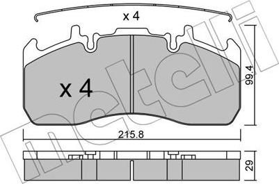 Metelli 22-0808-0 - Тормозные колодки, дисковые, комплект avtokuzovplus.com.ua