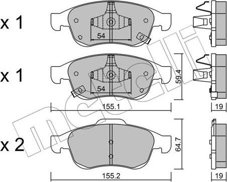 Metelli 22-0817-2 - Гальмівні колодки, дискові гальма autocars.com.ua