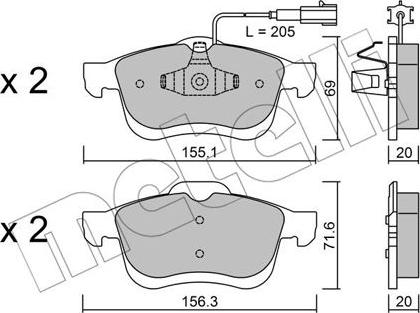 Metelli 22-0824-1 - Тормозные колодки, дисковые, комплект avtokuzovplus.com.ua