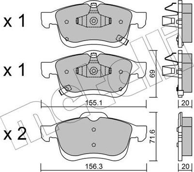 Metelli 22-0824-2 - Гальмівні колодки, дискові гальма autocars.com.ua