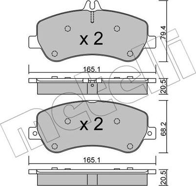 Metelli 22-0825-0 - Гальмівні колодки, дискові гальма autocars.com.ua