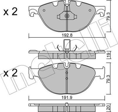 Metelli 22-0830-0 - Тормозные колодки, дисковые, комплект avtokuzovplus.com.ua