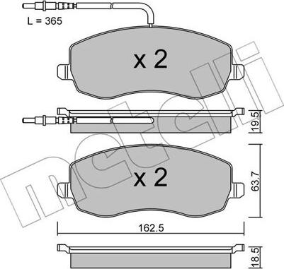 Metelli 22-0847-0 - Гальмівні колодки, дискові гальма autocars.com.ua