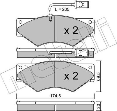 Metelli 22-0849-0 - Гальмівні колодки, дискові гальма autocars.com.ua