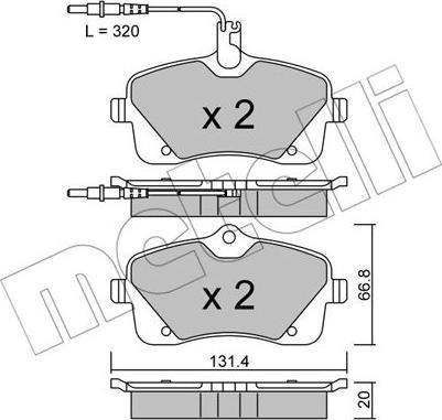 Metelli 22-0853-0 - Гальмівні колодки, дискові гальма autocars.com.ua