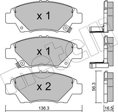 Metelli 22-0865-0 - Тормозные колодки, дисковые, комплект avtokuzovplus.com.ua