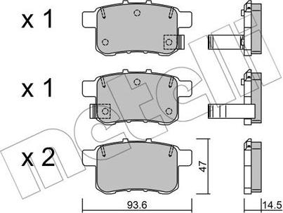 Metelli 22-0868-0 - Гальмівні колодки, дискові гальма autocars.com.ua