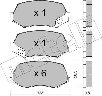 Metelli 22-0874-0 - Тормозные колодки, дисковые, комплект avtokuzovplus.com.ua