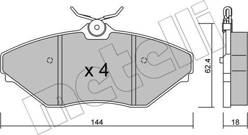 Metelli 22-0887-0 - Гальмівні колодки, дискові гальма autocars.com.ua