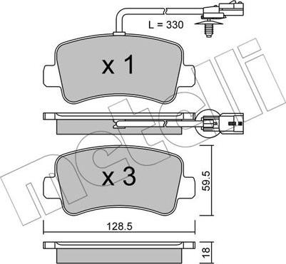 Metelli 22-0899-0 - Комплект гальмівних колодок з 4 шт. дисків autocars.com.ua