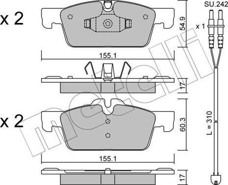 Metelli 22-0916-0K - Гальмівні колодки, дискові гальма autocars.com.ua