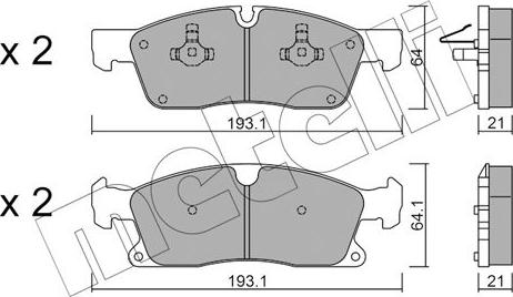 Metelli 22-0927-4 - Гальмівні колодки, дискові гальма autocars.com.ua