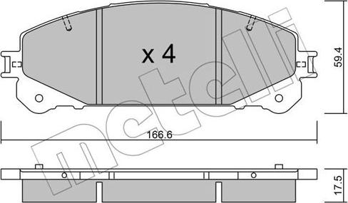 Metelli 22-0938-0 - Гальмівні колодки, дискові гальма autocars.com.ua