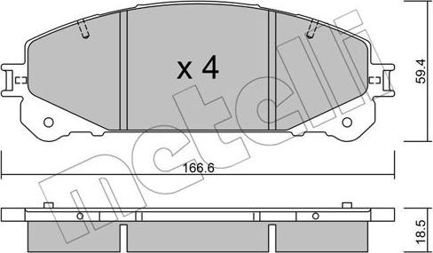 Metelli 22-0938-1 - Гальмівні колодки, дискові гальма autocars.com.ua