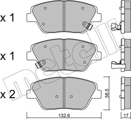 Metelli 22-0945-0 - Тормозные колодки, дисковые, комплект avtokuzovplus.com.ua