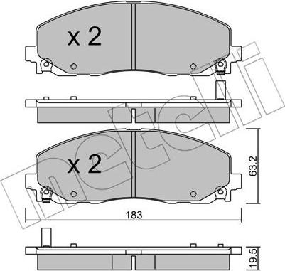 Metelli 22-0946-0 - Комплект гальмівних колодок дискових autocars.com.ua