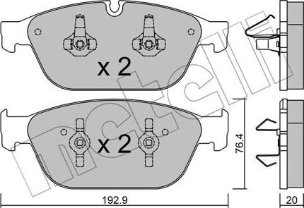 Metelli 22-0954-0 - Гальмівні колодки, дискові гальма autocars.com.ua