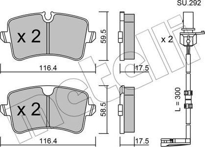 Metelli 22-0955-1K - Гальмівні колодки, дискові гальма autocars.com.ua