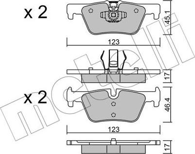 Metelli 22-0962-0 - Гальмівні колодки, дискові гальма autocars.com.ua