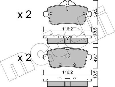 Metelli 22-0968-0 - Гальмівні колодки, дискові гальма autocars.com.ua