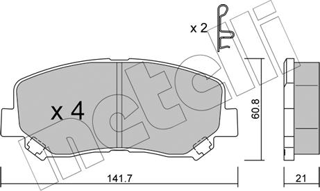 Metelli 22-0969-1 - Гальмівні колодки, дискові гальма autocars.com.ua