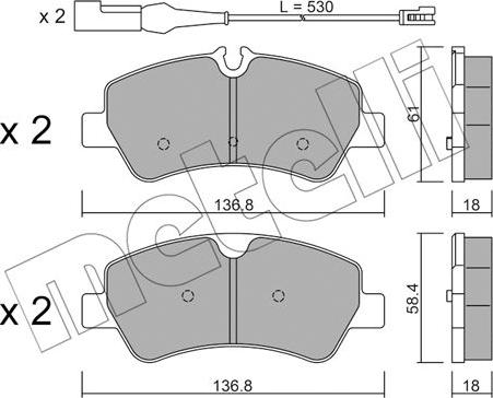 Metelli 22-0991-1 - Тормозные колодки, дисковые, комплект avtokuzovplus.com.ua